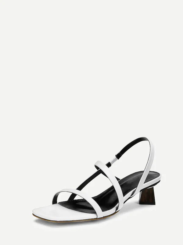 CM-SHS321726 Women Casual Seoul Style Criss Cross Chunky Heels - White