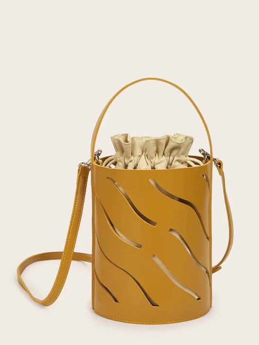 CM-BGS426048 Women Casual Seoul Style Hollow Out Bucket Bag - Brown