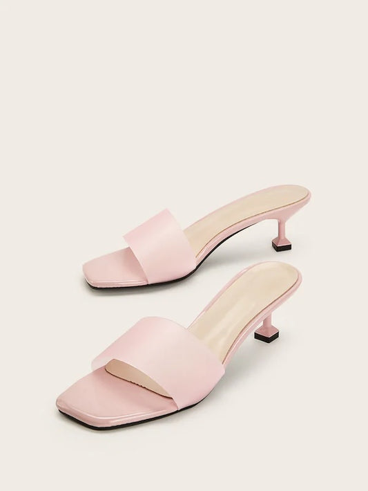 CM-SHS426920 Women Casual Seoul Style Open Toe Kitten Heels - Pink