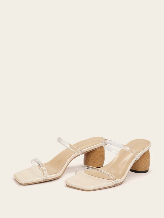 CM-SHS508701 Women Casual Seoul Style Transparent Open Toe Chunky Heels - White