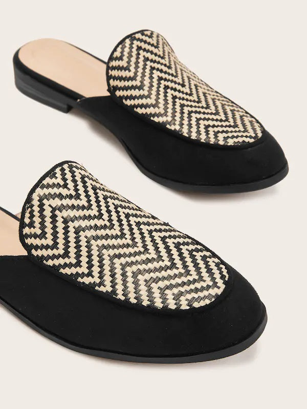 CM-SHS524306 Women Casual Seoul Style Plaited Detail Flat Mules - Black