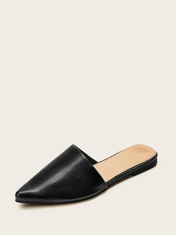 CM-SHS527415 Women Casual Seoul Style Point Toe Flat Mules - Black