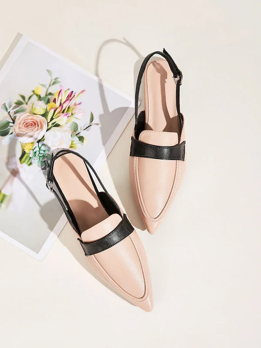CM-SHS722121 Women Casual Seoul Style Point Toe Slingback Flats - Pink