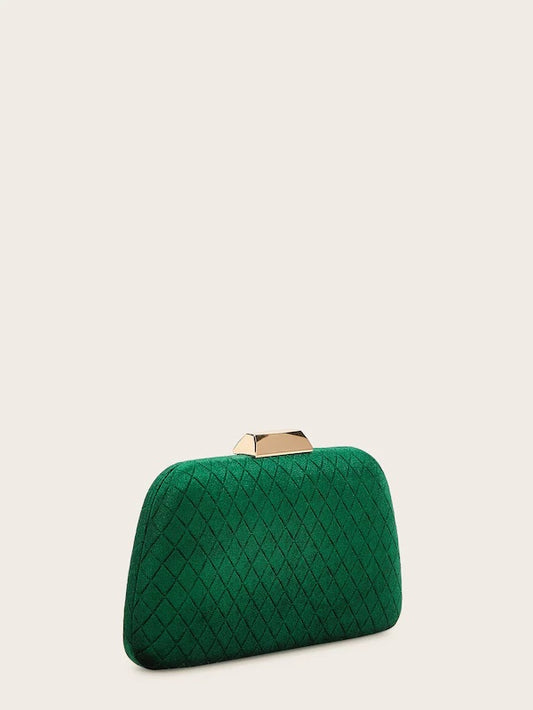 CM-BGS723605 Women Elegant Seoul Style Clip Top Velvet Clutch Bag - Green