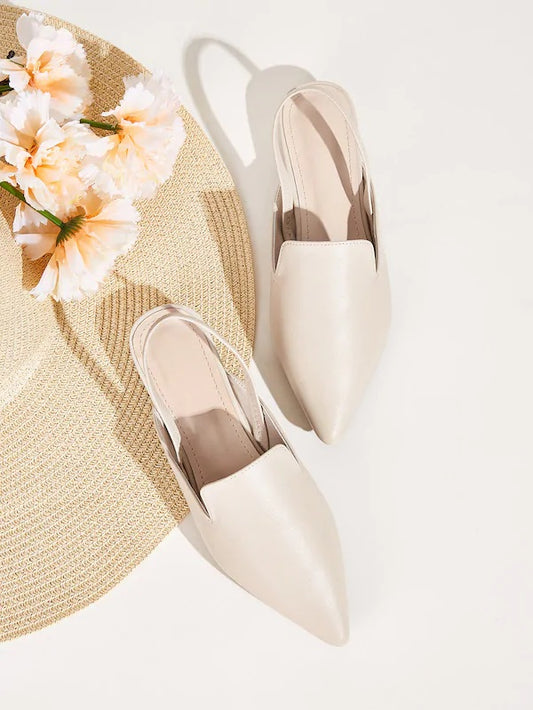 CM-SHS724589 Women Trendy Seoul Style Point Toe Slingback Flats - Apricot