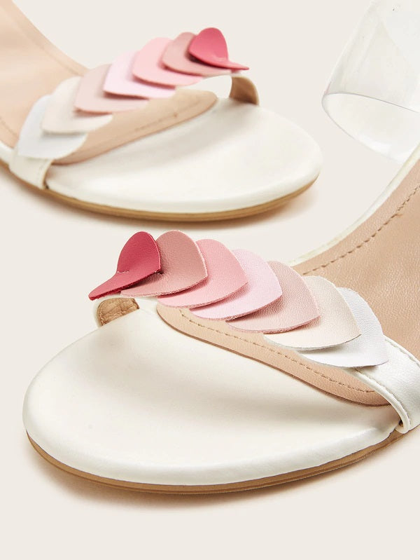 CM-SHS813508 Women Elegant Seoul Style Clear Strap Chunky Heeled Mules - White