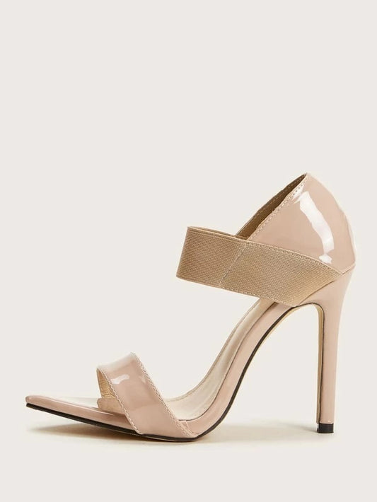 CM-SHS125633 Women Elegant Seoul Style Elastic Strap Open Toe Stiletto Heels - Apricot