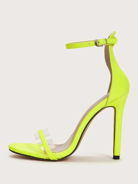 CM-SHS125900 Women Elegant Seoul Style Ankle Strap Open Toe Stiletto Heels - Yellow