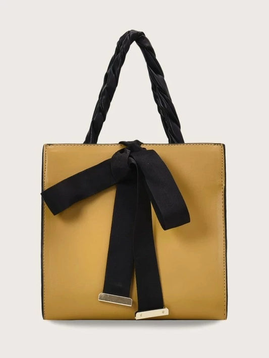 CM-BGS130301 Women Trendy Seoul Style Bow Decor Satchel Bag - Yellow