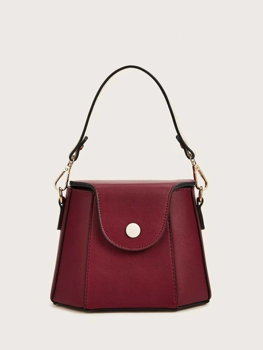 CM-BGS209377 Women Casual Seoul Style Minimalist Flap Satchel Bag - Wine Red