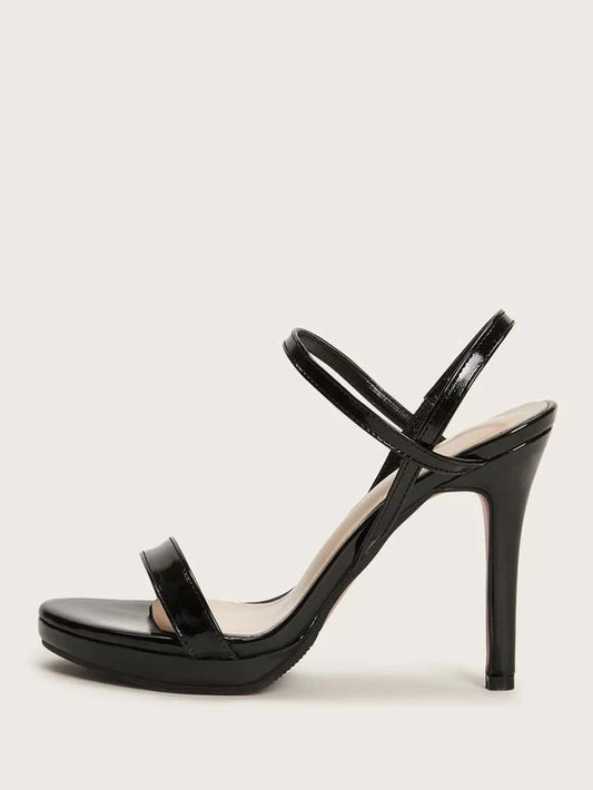CM-SHS210233 Women Elegant Seoul Style Open Toe Slingback Stiletto Heels - Black