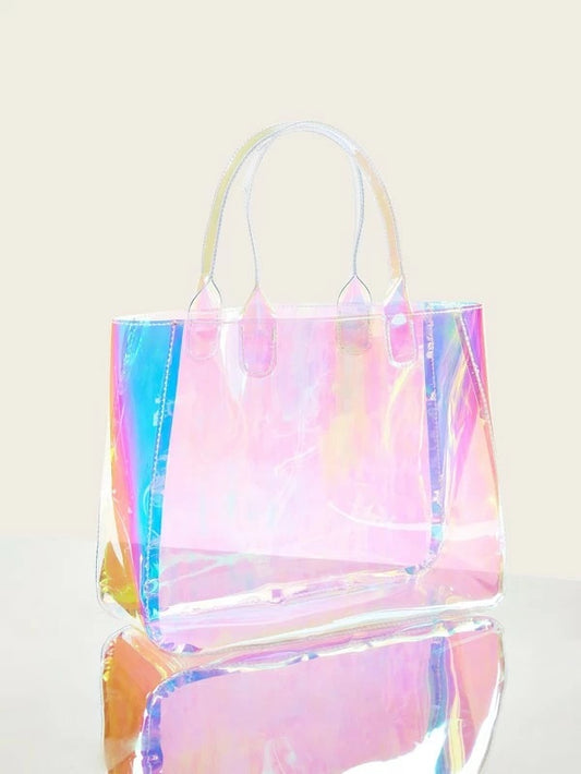CM-BGS206895 Women Casual Seoul Style Holographic Satchel Bag