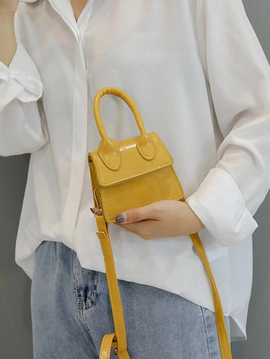 CM-BGS226695 Women Trendy Seoul Style Mini Flap Satchel Bag - Yellow