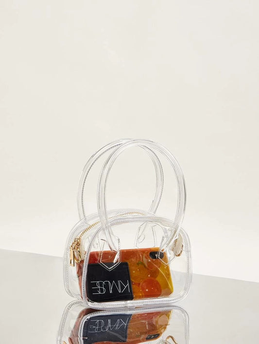 CM-BGS230865 Women Trendy Seoul Style Clear Satchel Bag