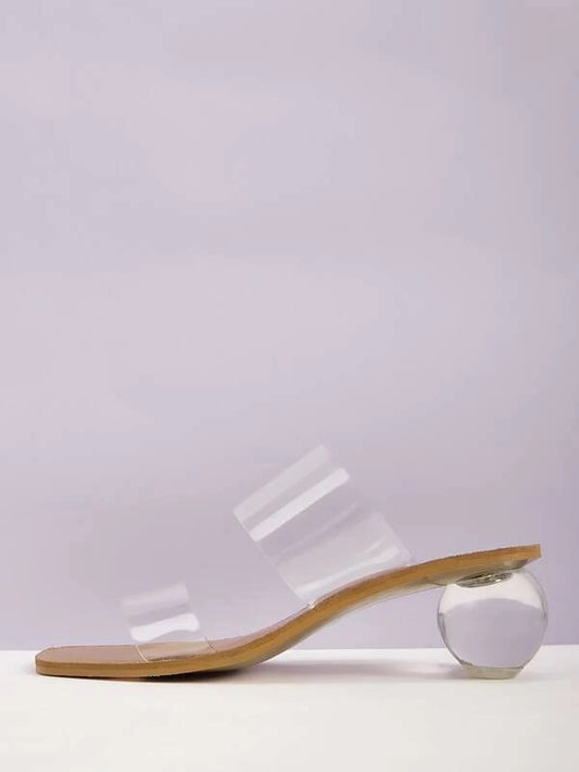 CM-SHS108253 Women Elegant Seoul Style Clear Strap Ball Heeled Mules