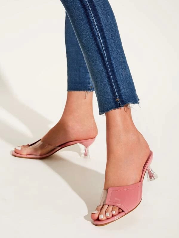 CM-SHS107117 Women Elegant Seoul Style Open Toe Heeled Mules - Pink