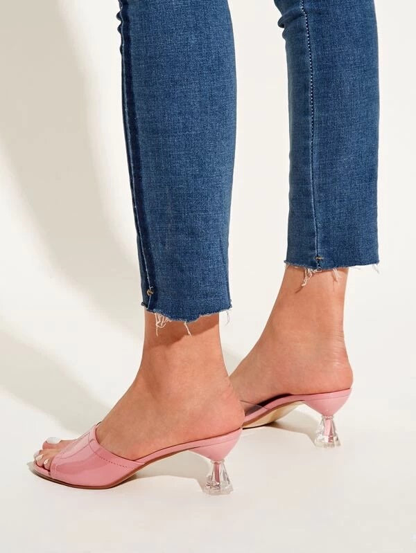 CM-SHS107117 Women Elegant Seoul Style Open Toe Heeled Mules - Pink