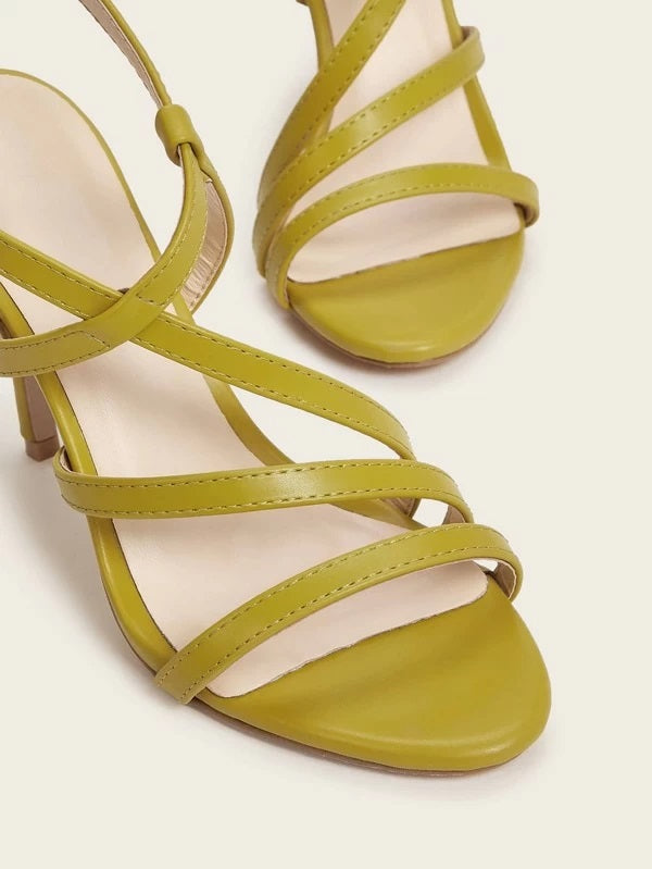 CM-SHS103541 Women Trendy Seoul Style Open Toe Stiletto Heels - Yellow