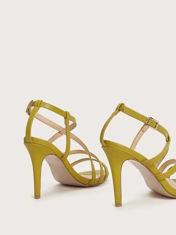 CM-SHS103541 Women Trendy Seoul Style Open Toe Stiletto Heels - Yellow