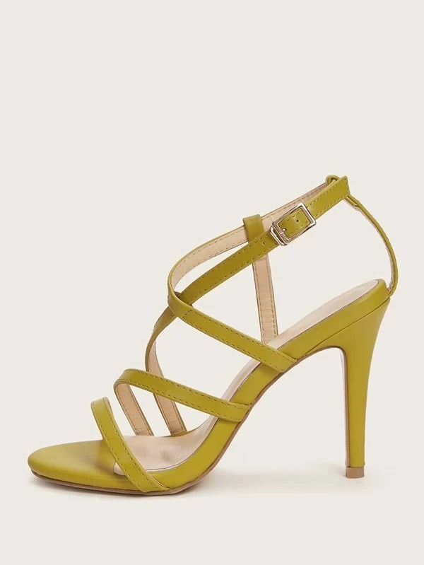 CM-SHS103541 Women Trendy Seoul Style Open Toe Stiletto Heels - Yellow