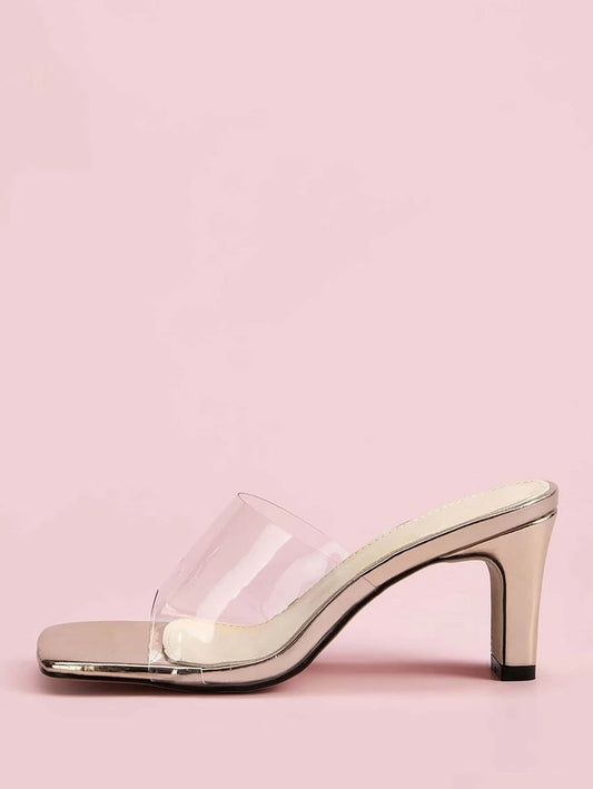 CM-SHS218659 Women Casual Seoul Style Clear Open Toe Heeled Mules