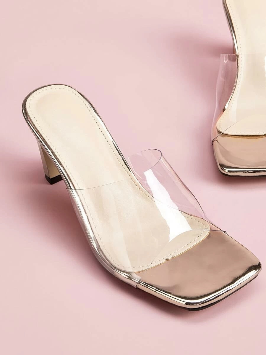 CM-SHS218659 Women Casual Seoul Style Clear Open Toe Heeled Mules