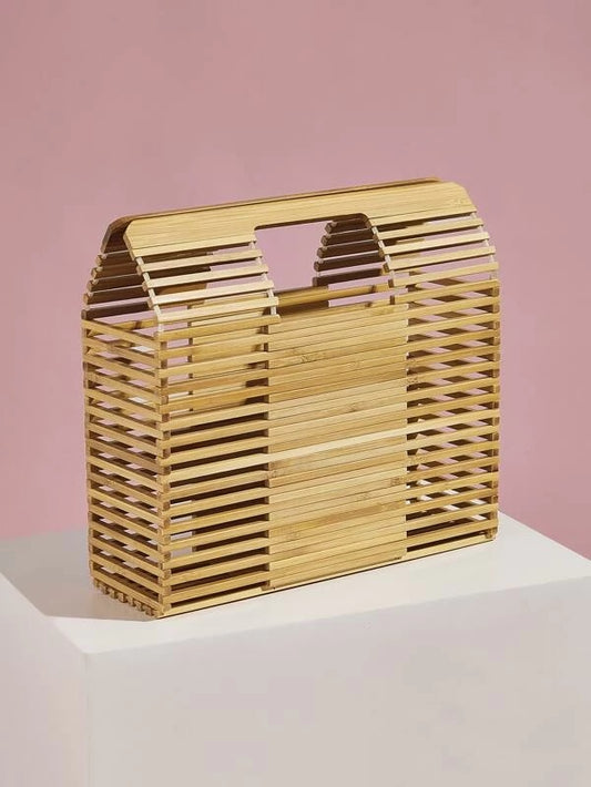 CM-BGS228630 Women Trendy Bohemian Style Hollow Out Structured Satchel Bag - Brown