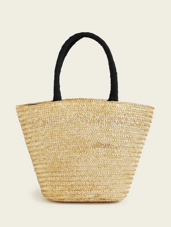 CM-BGS204533 Women Trendy Bohemian Style Letter Graphic Braided Satchel Bag - Khaki