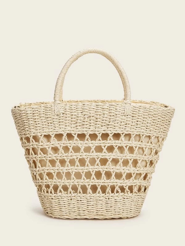 CM-BGS305788 Women Trendy Bohemian Style Minimalist Braided Satchel Bag - Beige