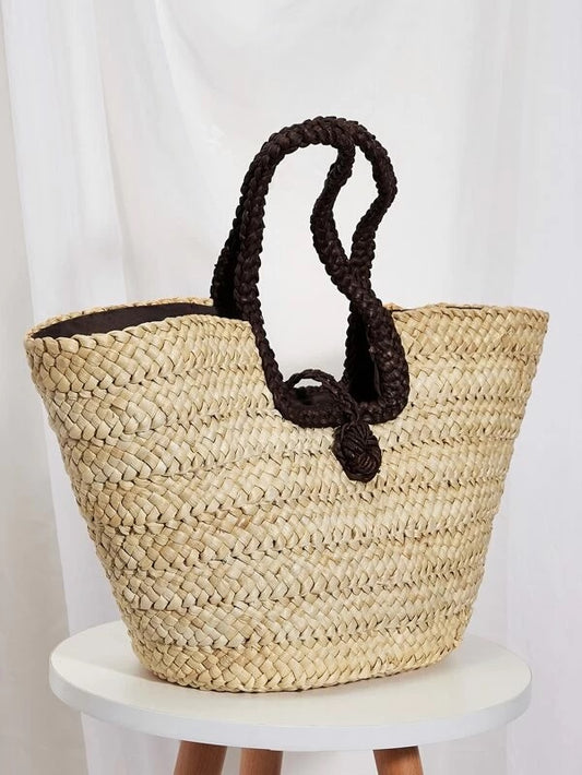 CM-BGS310026 Women Trendy Bohemian Style Large Capacity Braided Tote Bag - Khaki