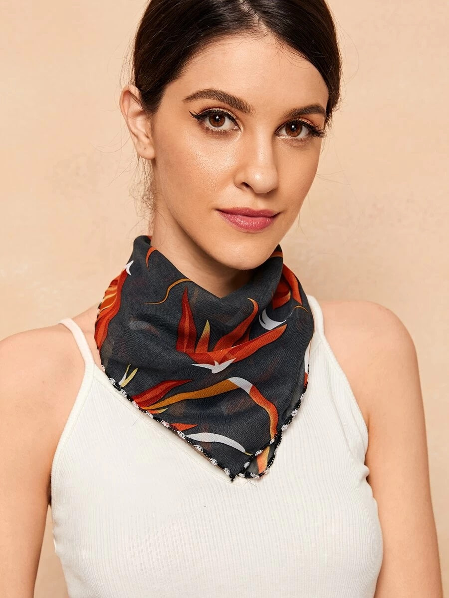 CM-FS316611 Women Floral Pattern Sunscreen Scarf Mask