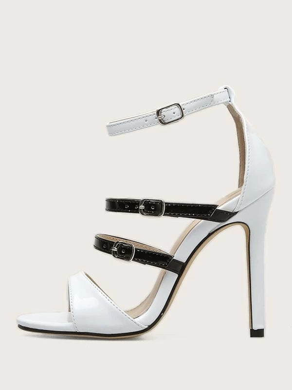 CM-SHS305942 Women Elegant Seoul Style Open Toe Ankle Strap Stiletto Heels - White