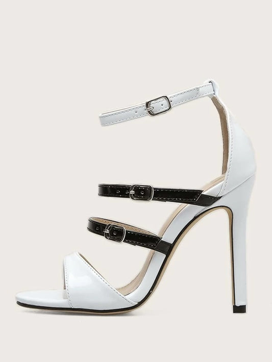 CM-SHS305942 Women Elegant Seoul Style Open Toe Ankle Strap Stiletto Heels - White