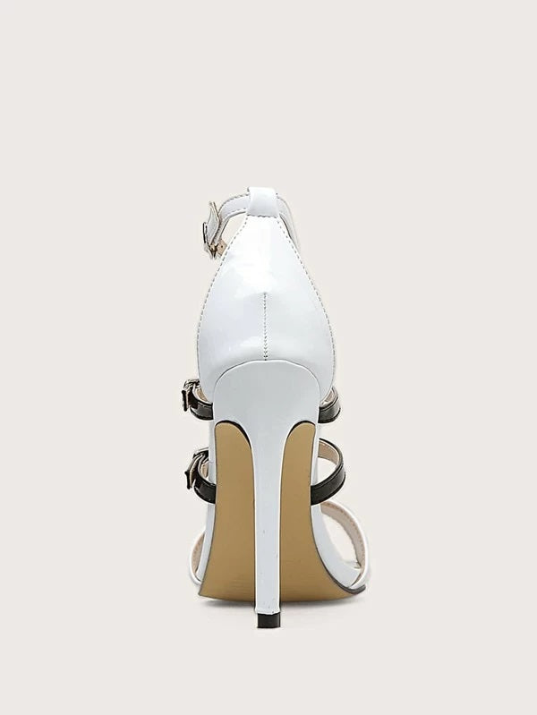 CM-SHS305942 Women Elegant Seoul Style Open Toe Ankle Strap Stiletto Heels - White