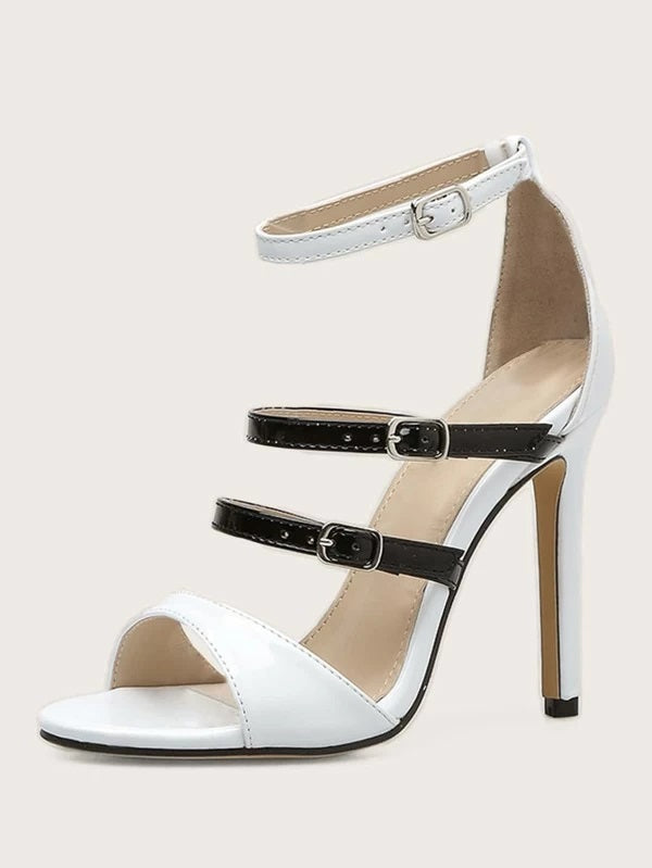 CM-SHS305942 Women Elegant Seoul Style Open Toe Ankle Strap Stiletto Heels - White