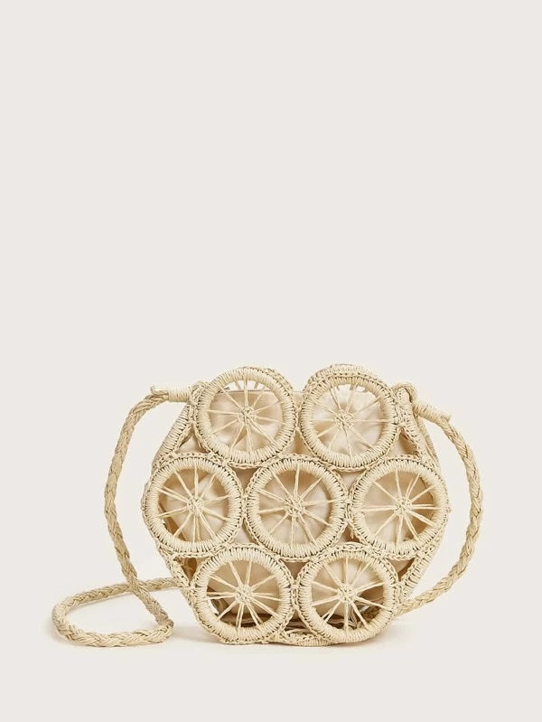 CM-BGS327201 Women Trendy Bohemian Style Plaited Crossbody Bag With Inner Pouch - Beige