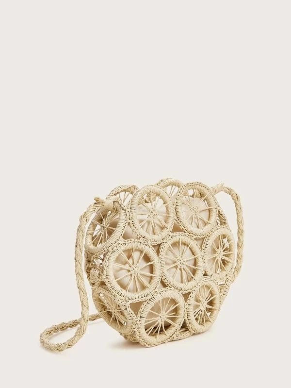 CM-BGS327201 Women Trendy Bohemian Style Plaited Crossbody Bag With Inner Pouch - Beige