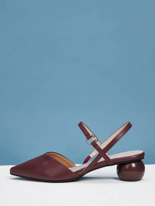 CM-SHS407604 Women Trendy Seoul Style Point Toe Slingback Heels - Wine Red