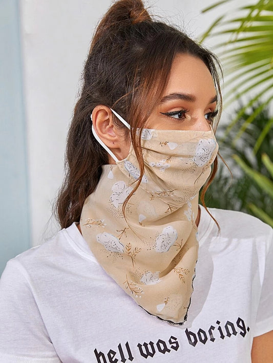 CM-FS325134 Women Floral Pattern Scarf Mask