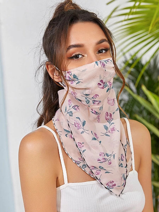 CM-FS325223 Women Floral Pattern Scarf Mask
