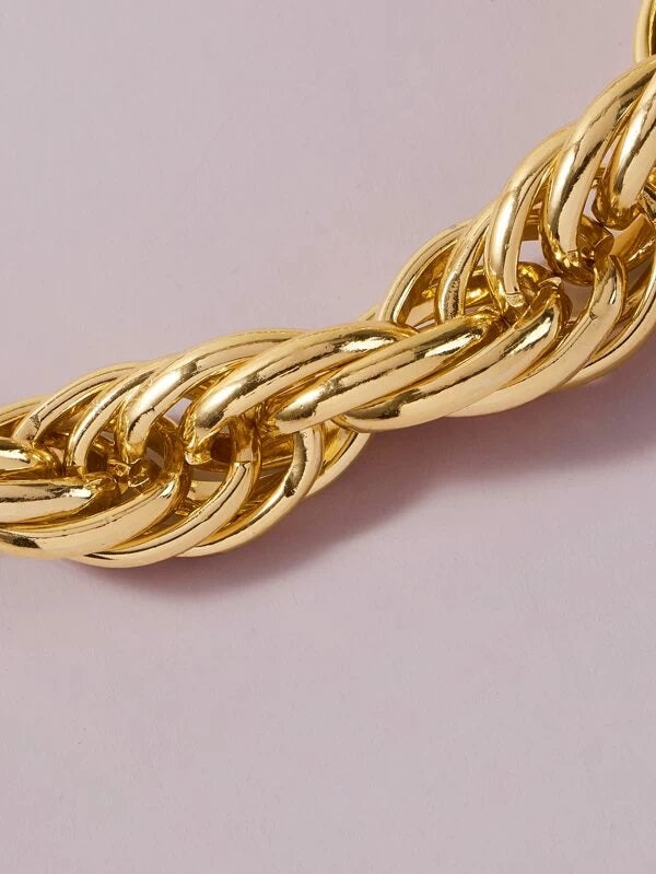 CM-AXS415677 Women Trendy Seoul Style Solid Chain Necklace - Gold