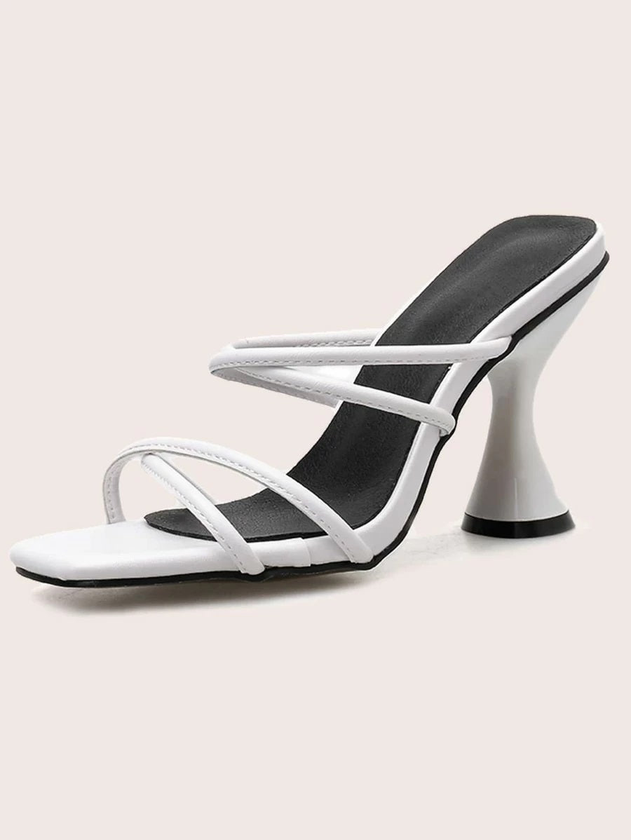 CM-SHS423061 Women Elegant Seoul Style Criss Cross Heeled Mules - White