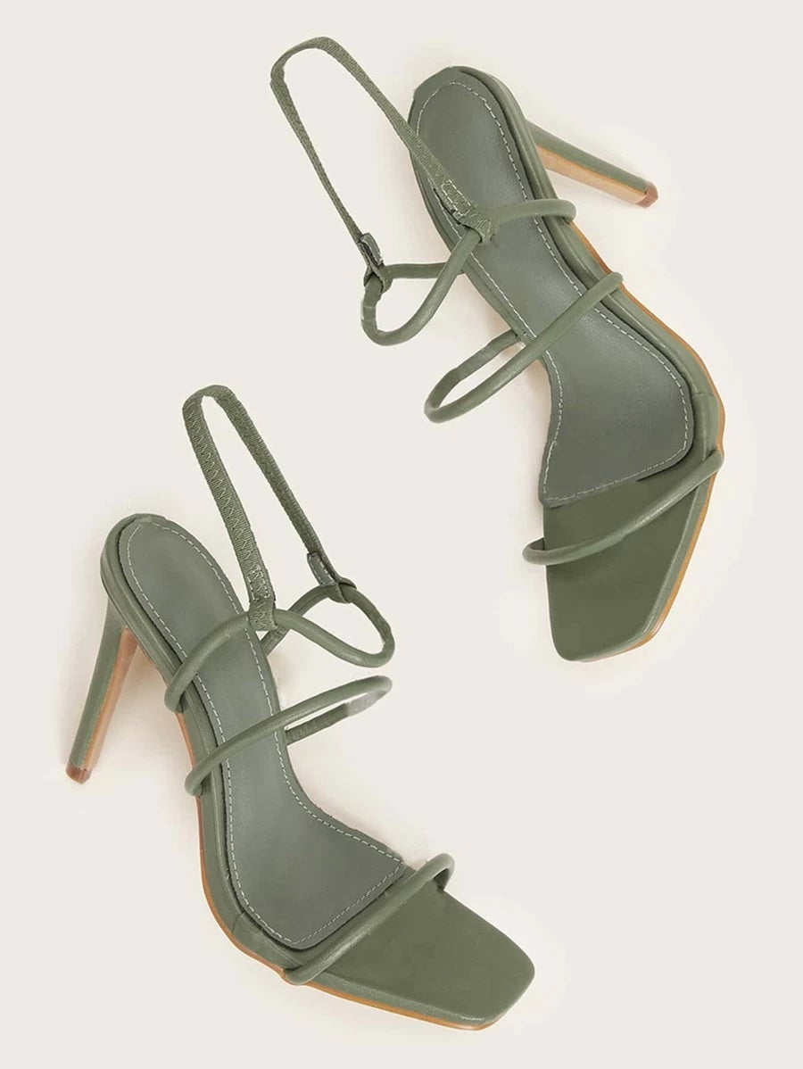 CM-SHS415531 Women Trendy Classic Style Open Toe Stiletto Heels - Green