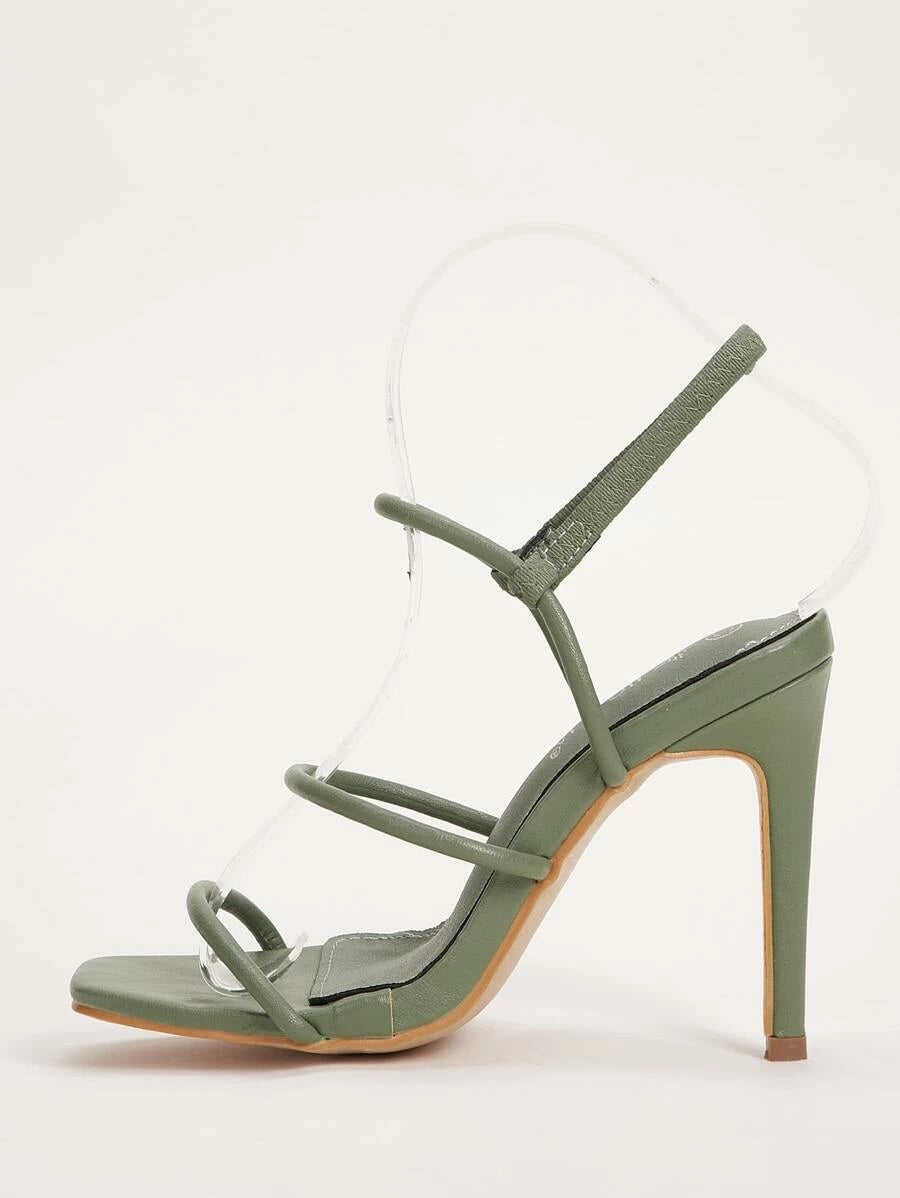 CM-SHS415531 Women Trendy Classic Style Open Toe Stiletto Heels - Green