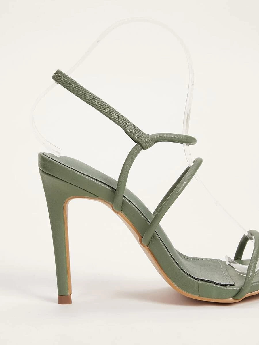 CM-SHS415531 Women Trendy Classic Style Open Toe Stiletto Heels - Green