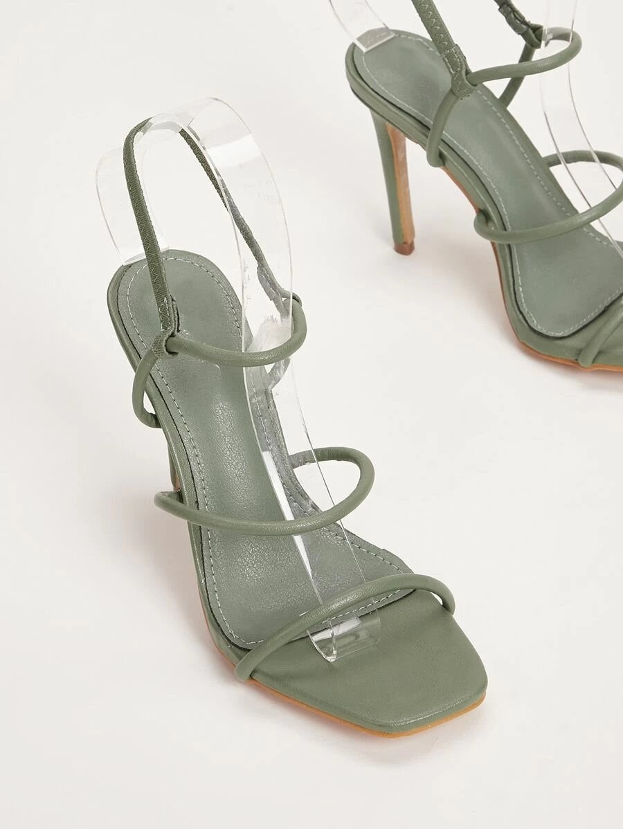 CM-SHS415531 Women Trendy Classic Style Open Toe Stiletto Heels - Green