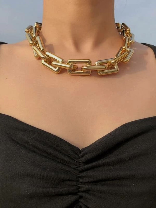 CM-AXS428653 Women Trendy Seoul Style Simple Chain Necklace - Gold