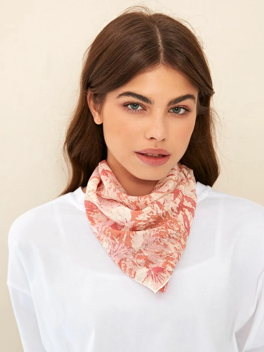 CM-FS415309 Women Graphic Pattern Silk Scarf Mask - Pink