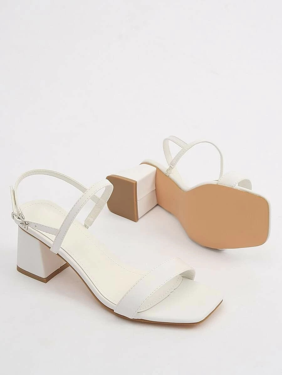 CM-SHS429529 Women Trendy Classic Style Open Toe Two Part Chunky Heels - White
