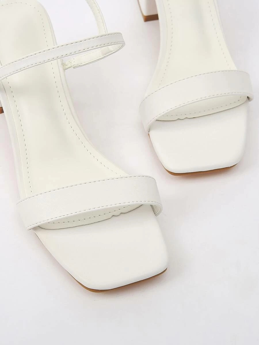 CM-SHS429529 Women Trendy Classic Style Open Toe Two Part Chunky Heels - White